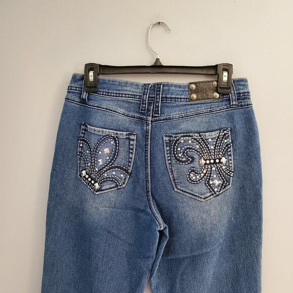Style & Co Premium Jeweled Blue Boot Cut Jeans Size 6 - Picture 5 of 12